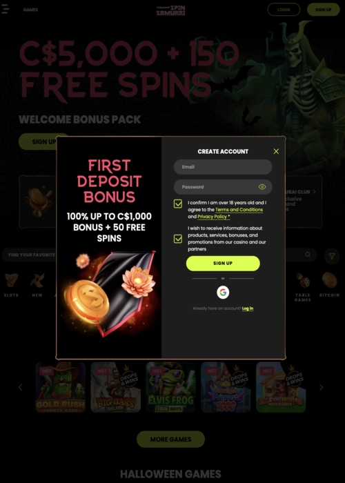 Samurai registration process Spin Samurai